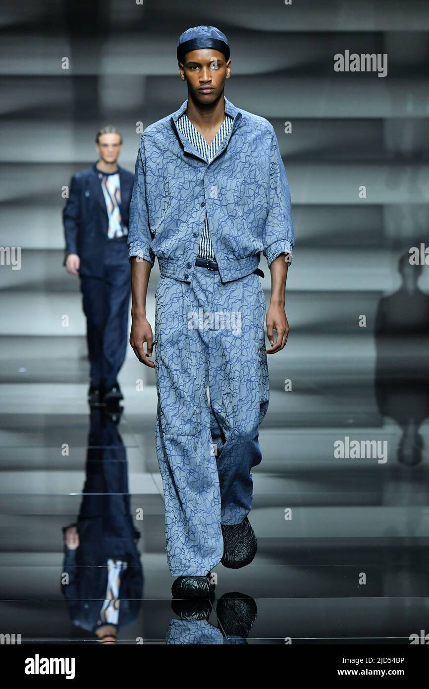 Milan, Italy. 18th June, 2022. Milan Fashion Week - Men S/S 2023 Emporio  Armani Fashion Show - catwalk Milan, Italy 18th June 2022 (Photo by  SGP/Sipa USA)Italia id 127802 001 Not Exclusive