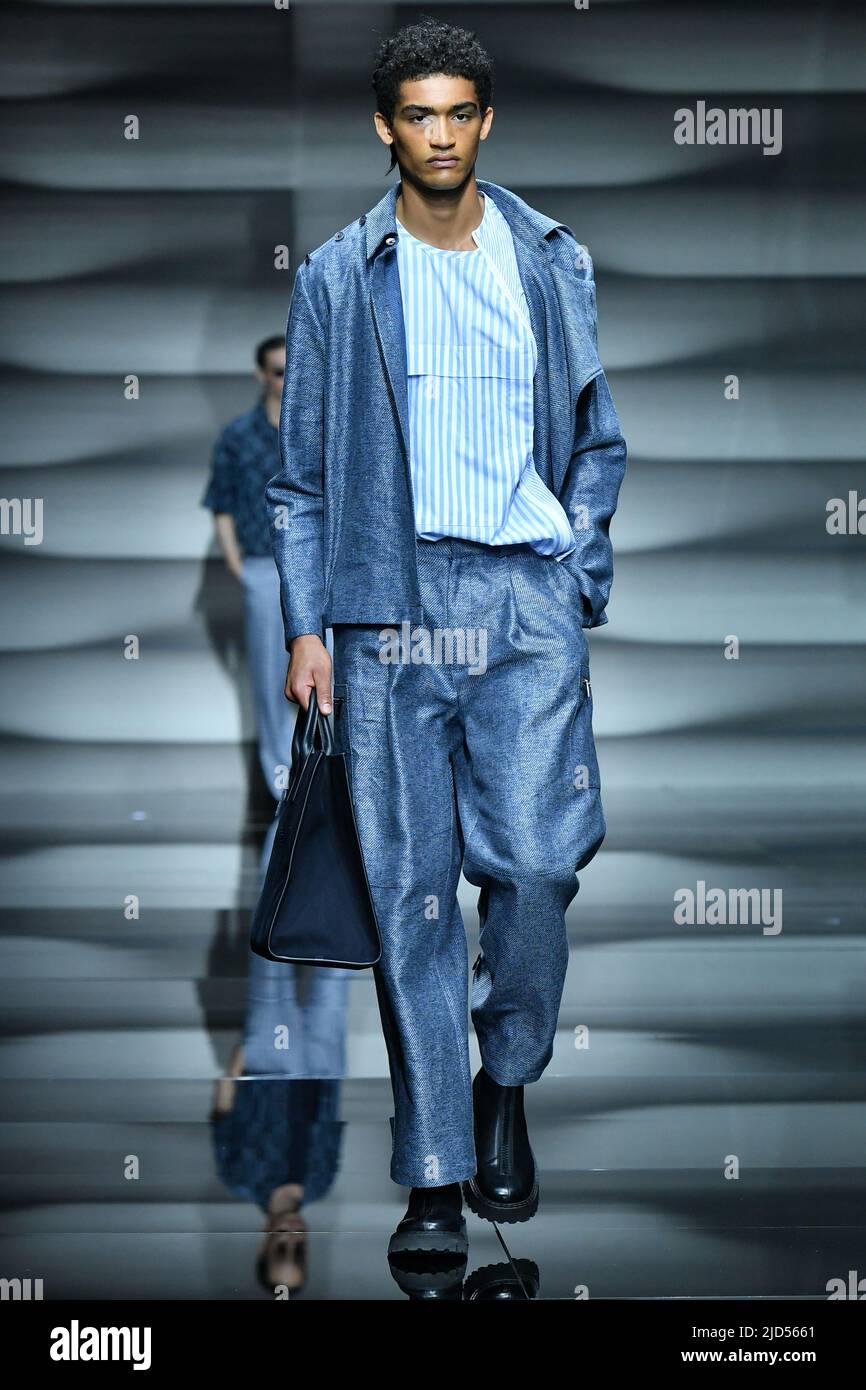 Milan, Italy. 18th June, 2022. Milan Fashion Week - Men S/S 2023 Emporio  Armani Fashion Show - catwalk Milan, Italy 18th June 2022 (Photo by  SGP/Sipa USA)Italia id 127802 001 Not Exclusive