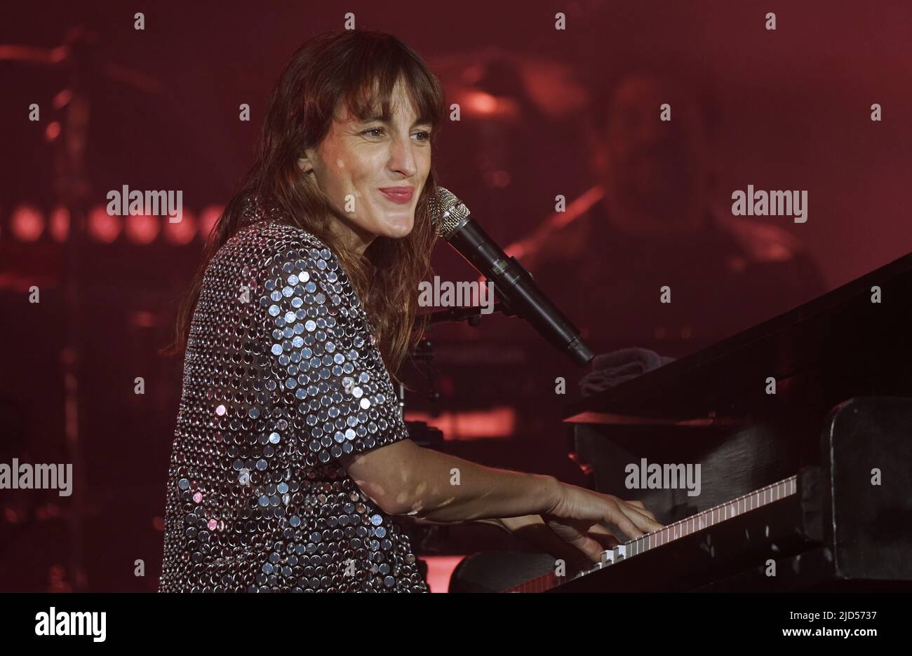 French singer Juliette Armanet performing at the Francofolies festival in Montreal,Quebec,Canada.June 16,2022 Stock Photo