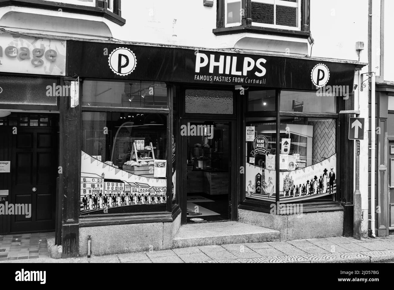 Retail outlets (Philps) in Meneage Street, Helston, Cornwall, England