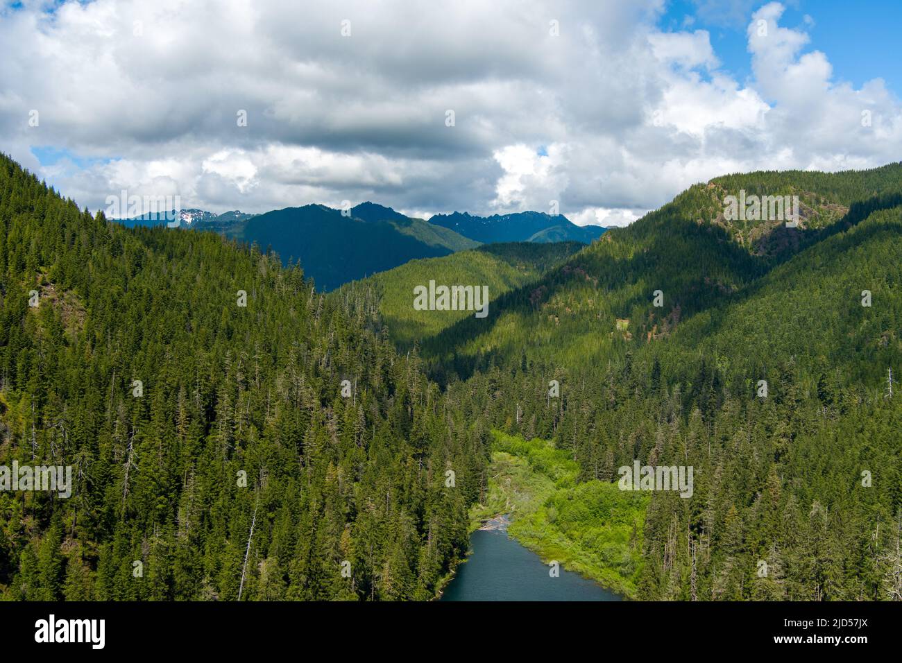 Aerial view of Spider Lake in the Olympic Mountains of Washington state