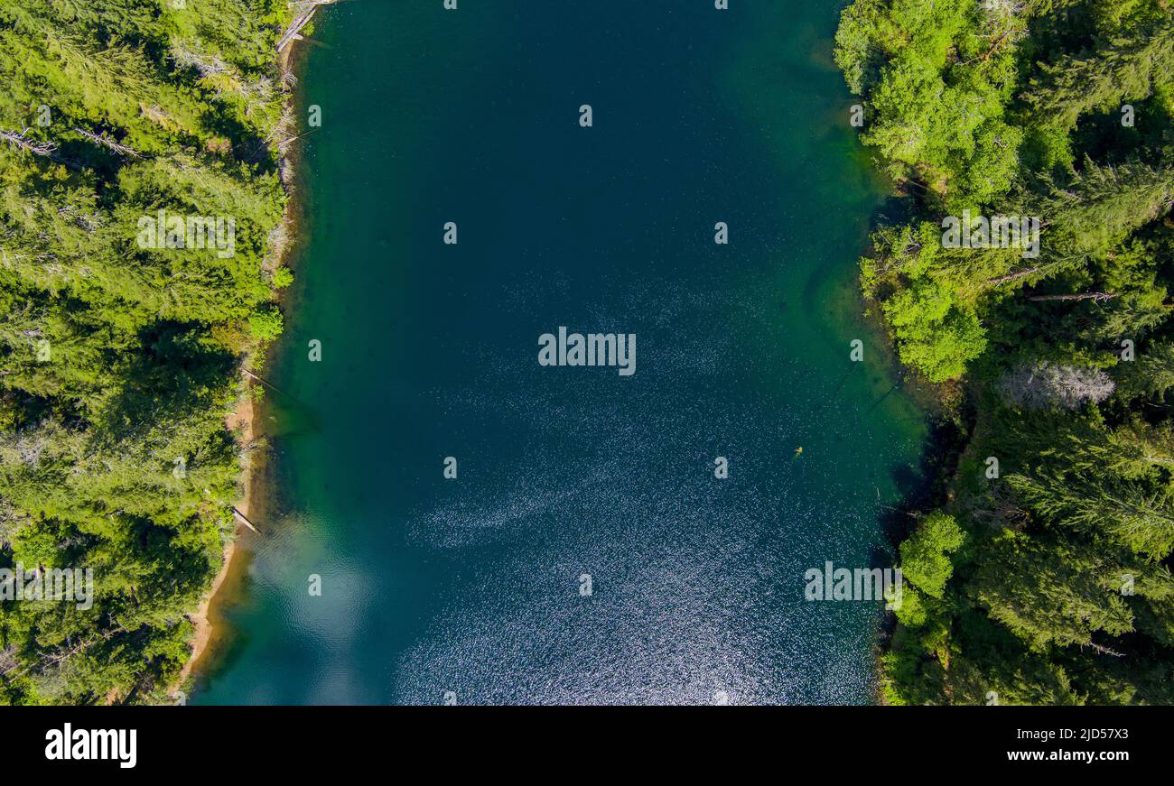 Aerial view of Spider Lake in the Olympic Mountains of Washington state