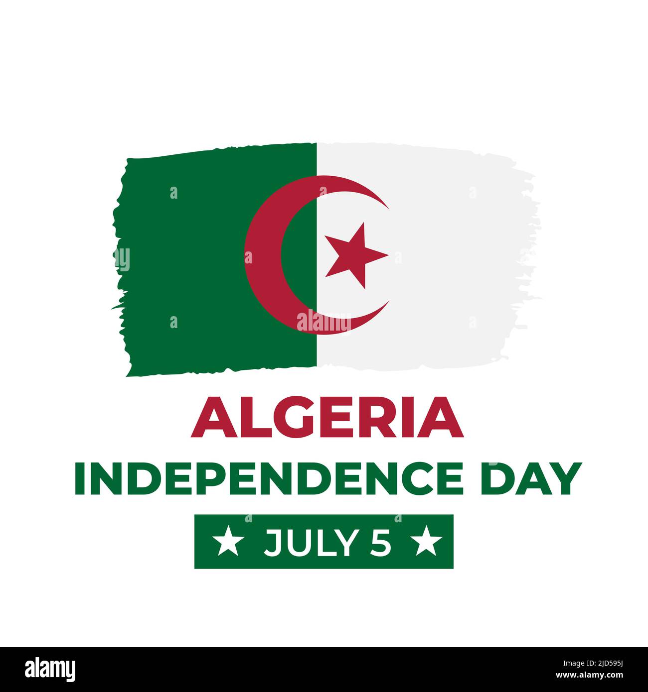 Algeria Independence Day banner. National holiday celebrate on July 5. Vector template for poster, flyer, sticker, greeting card, postcard, etc. Stock Vector
