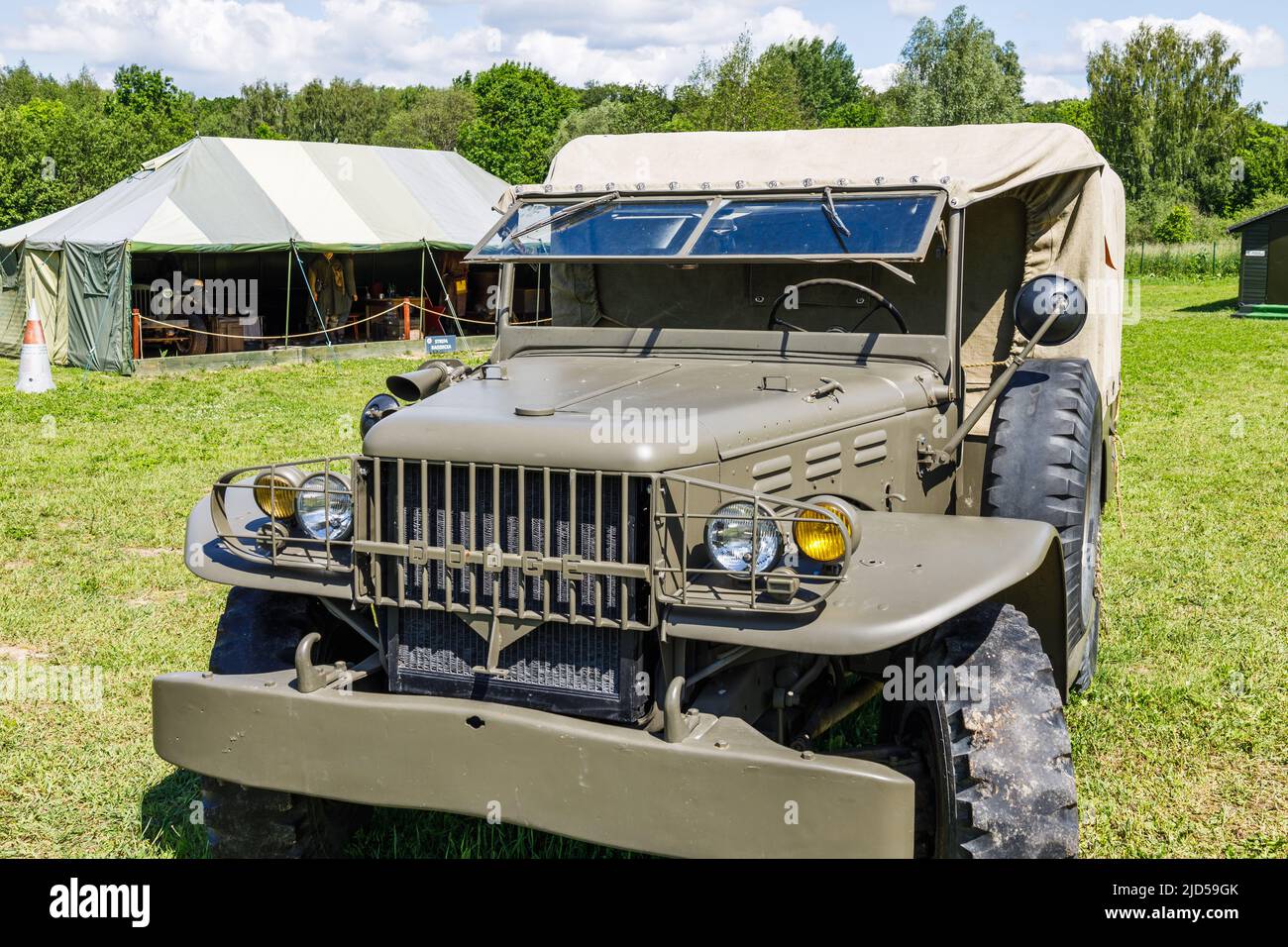 Vintage military truck in the military history museum of World War II. Ketrzyn, Poland, 11 June 2022 Stock Photo