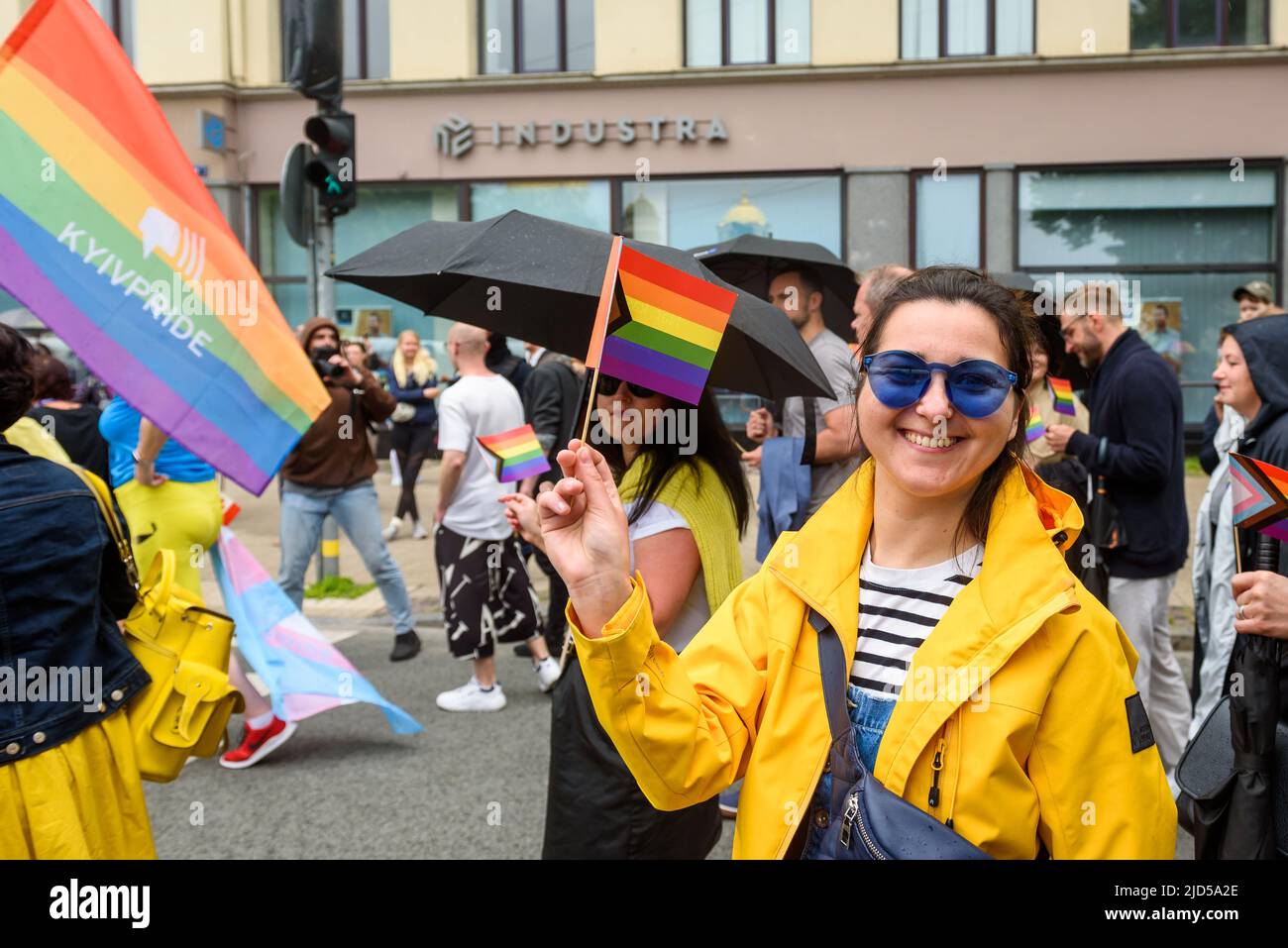 Riga, Latvia. 18th June, 2022. RIGA, LATVIA. 18th June 2022. Riga Pride. March for Freedom together with Kyiv Pride. Credit: Gints Ivuskans/Alamy Live News Stock Photo