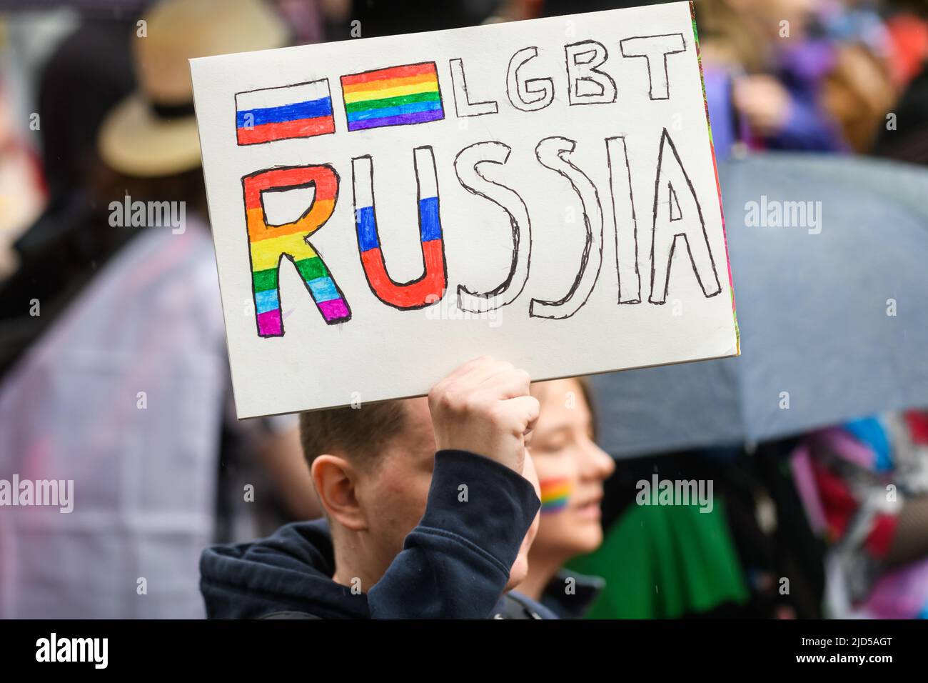 Riga, Latvia. 18th June, 2022. RIGA, LATVIA. 18th June 2022. Riga Pride. March for Freedom together with Kyiv Pride. Credit: Gints Ivuskans/Alamy Live News Stock Photo