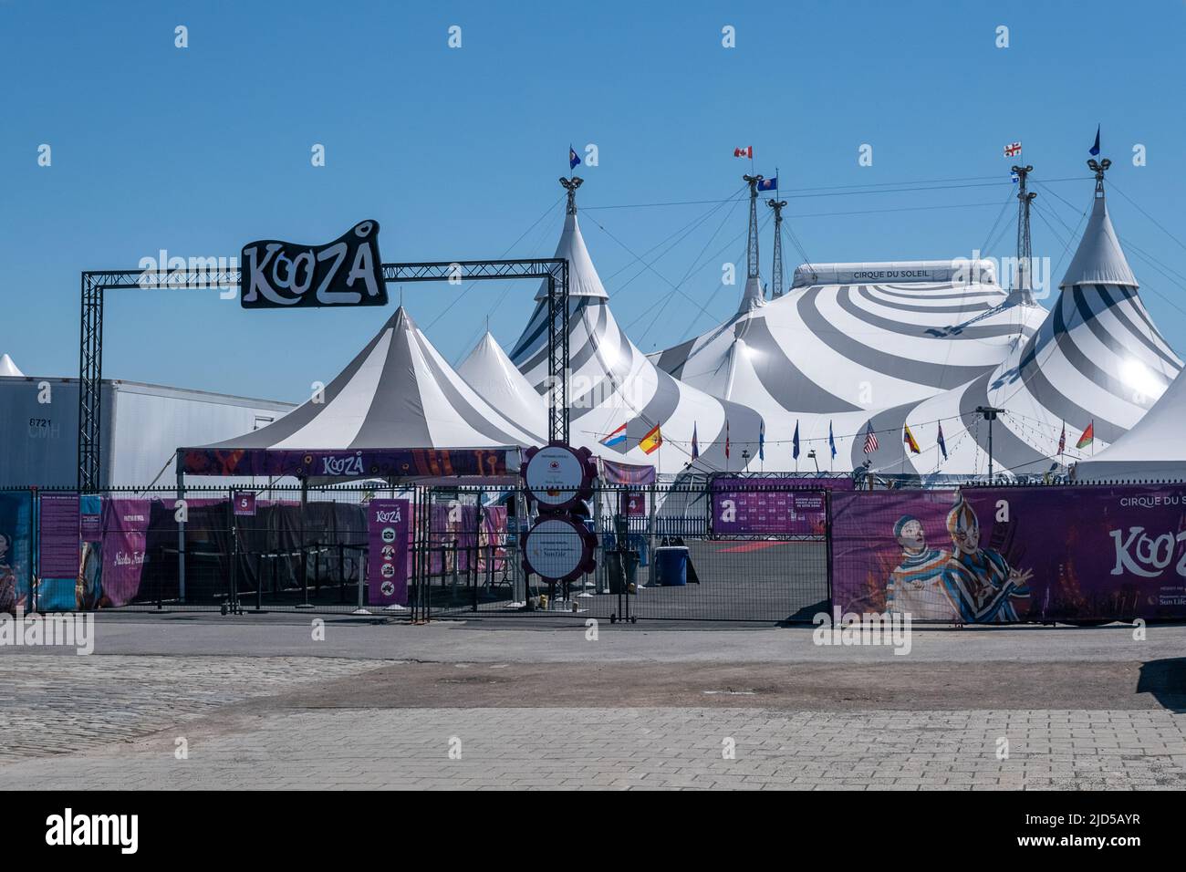 Montreal, CA - 11 June 2022: Cirque du Soleil big top tents for Kooza show Stock Photo