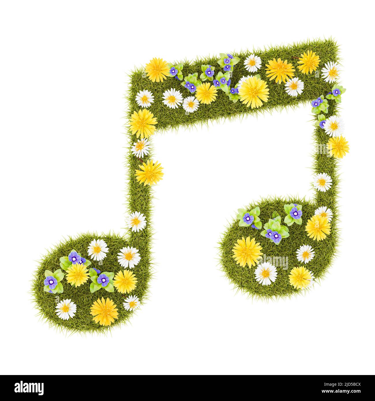 Flowery Grassy Musical Notes Symbol Shape Isolated Stock Photo