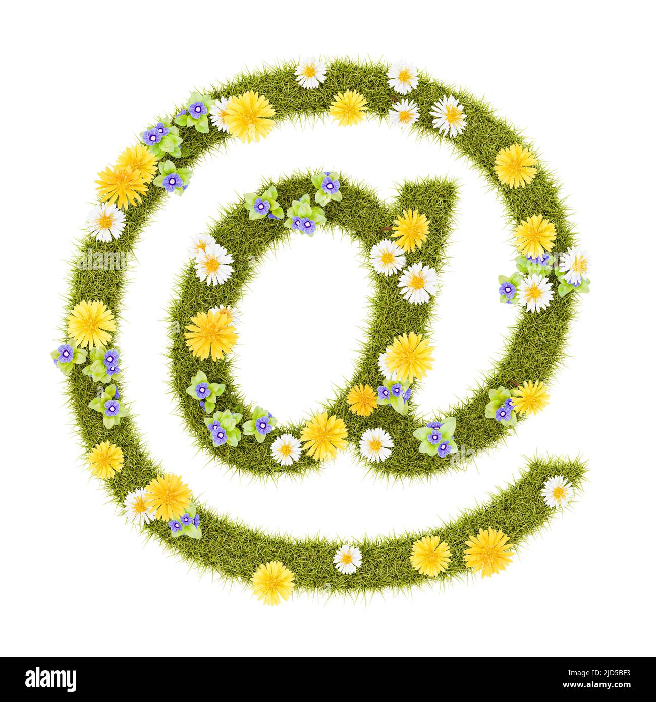 Flowery Grassy Email At Sign Shape Isolated Stock Photo