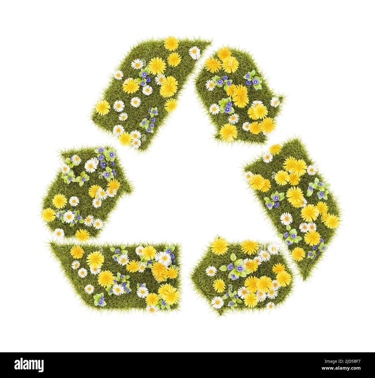 Flowery Grassy Recycling Symbol Shape Isolated Stock Photo