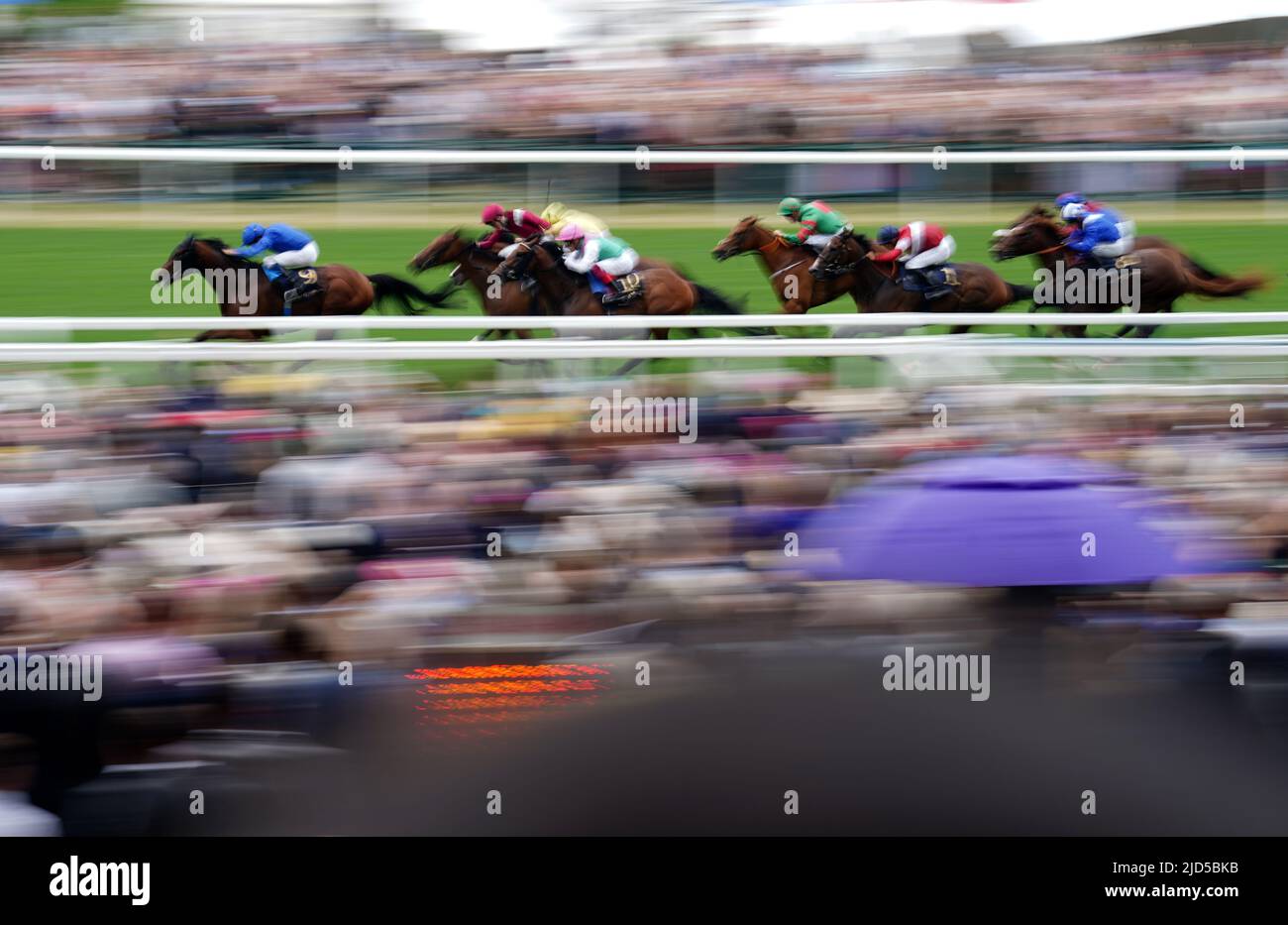 Noble Truth ridden by jockey William Buick (left) wins the Jersey Stakes during day five of Royal Ascot at Ascot Racecourse. Picture date: Saturday June 18, 2022. Stock Photo