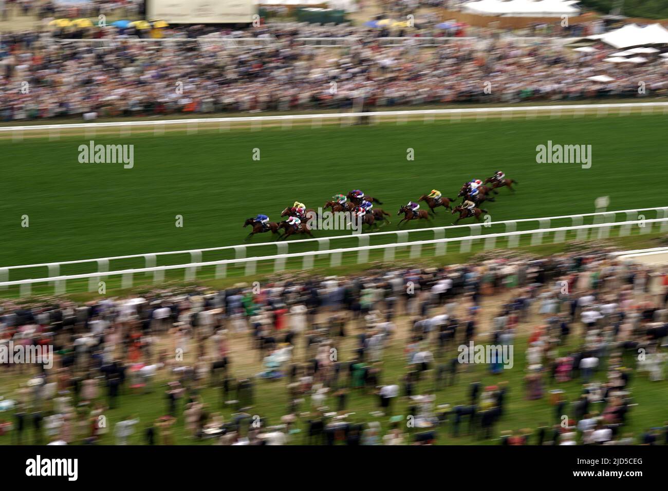 Noble Truth and William Buick (left) coming home to win the Jersey