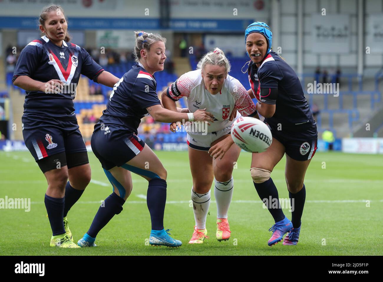 Grace Field 8 of the England women national rugby league team knocks