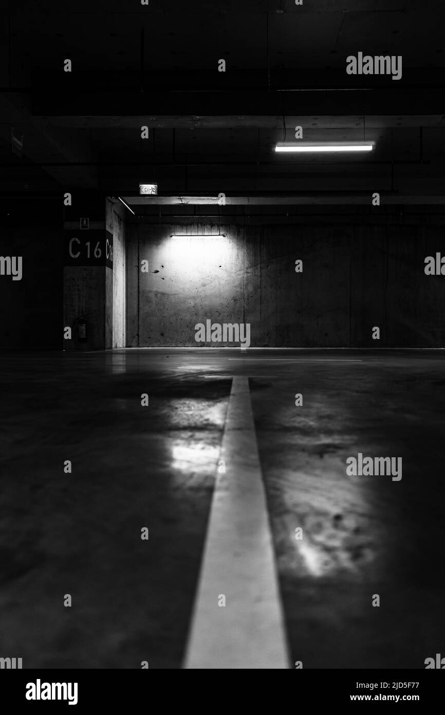 Empty parking lot at underground parking garage Stock Photo Alamy