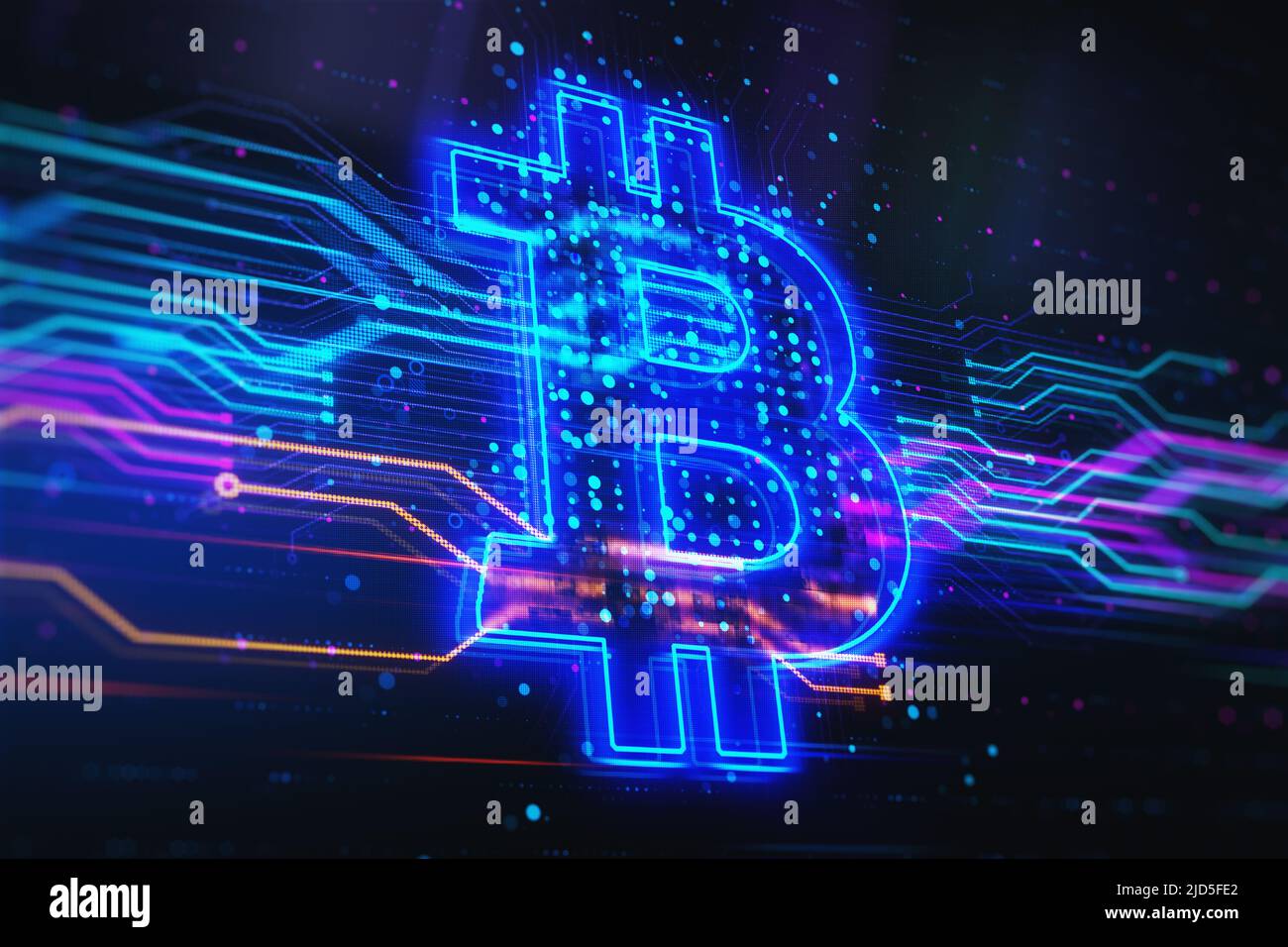 Investing and cryptocurrency concept with glowing bright digital ...