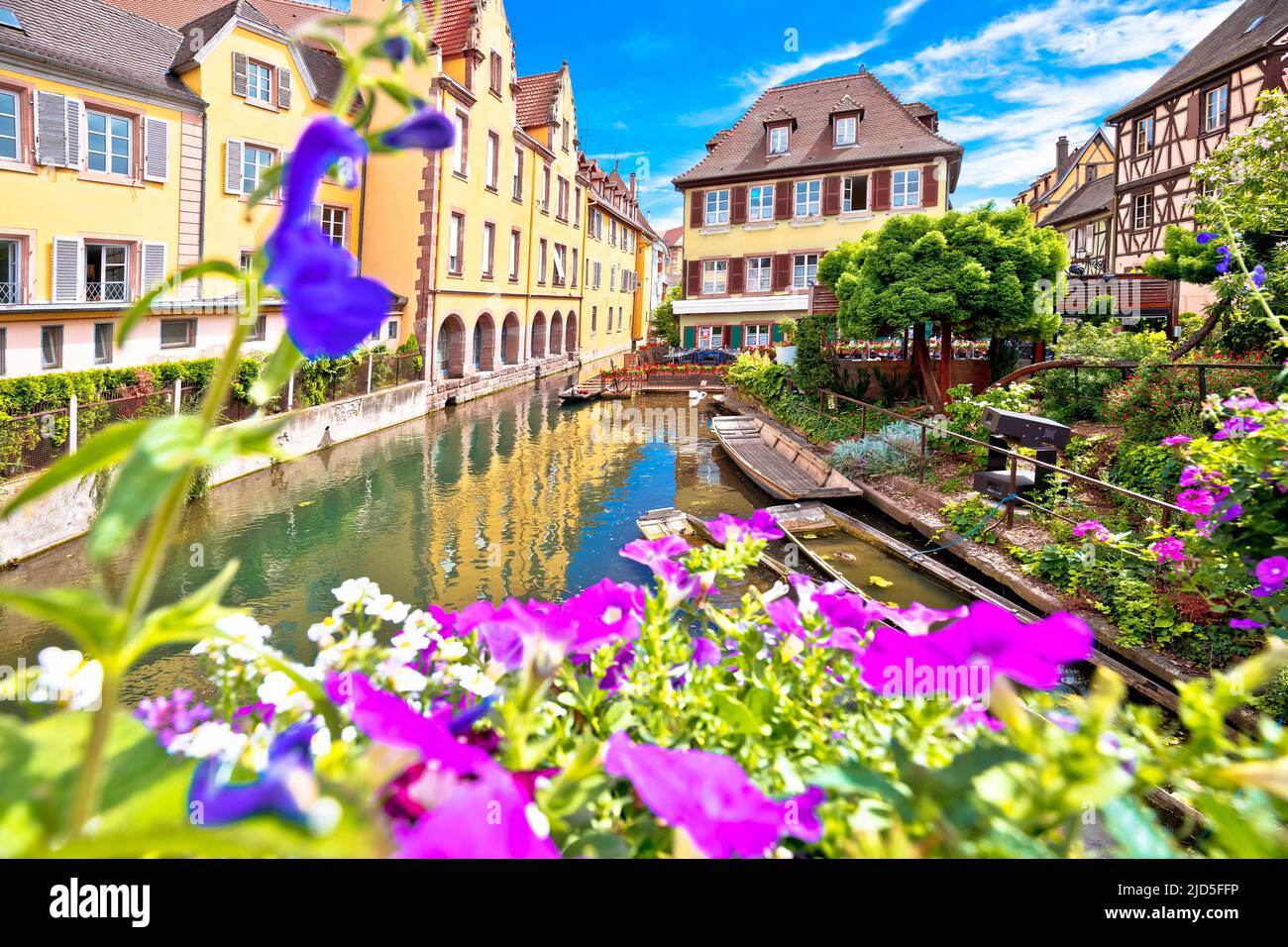 Town of Colmar little Venice colorful canal view, Alsace region of France Stock Photo