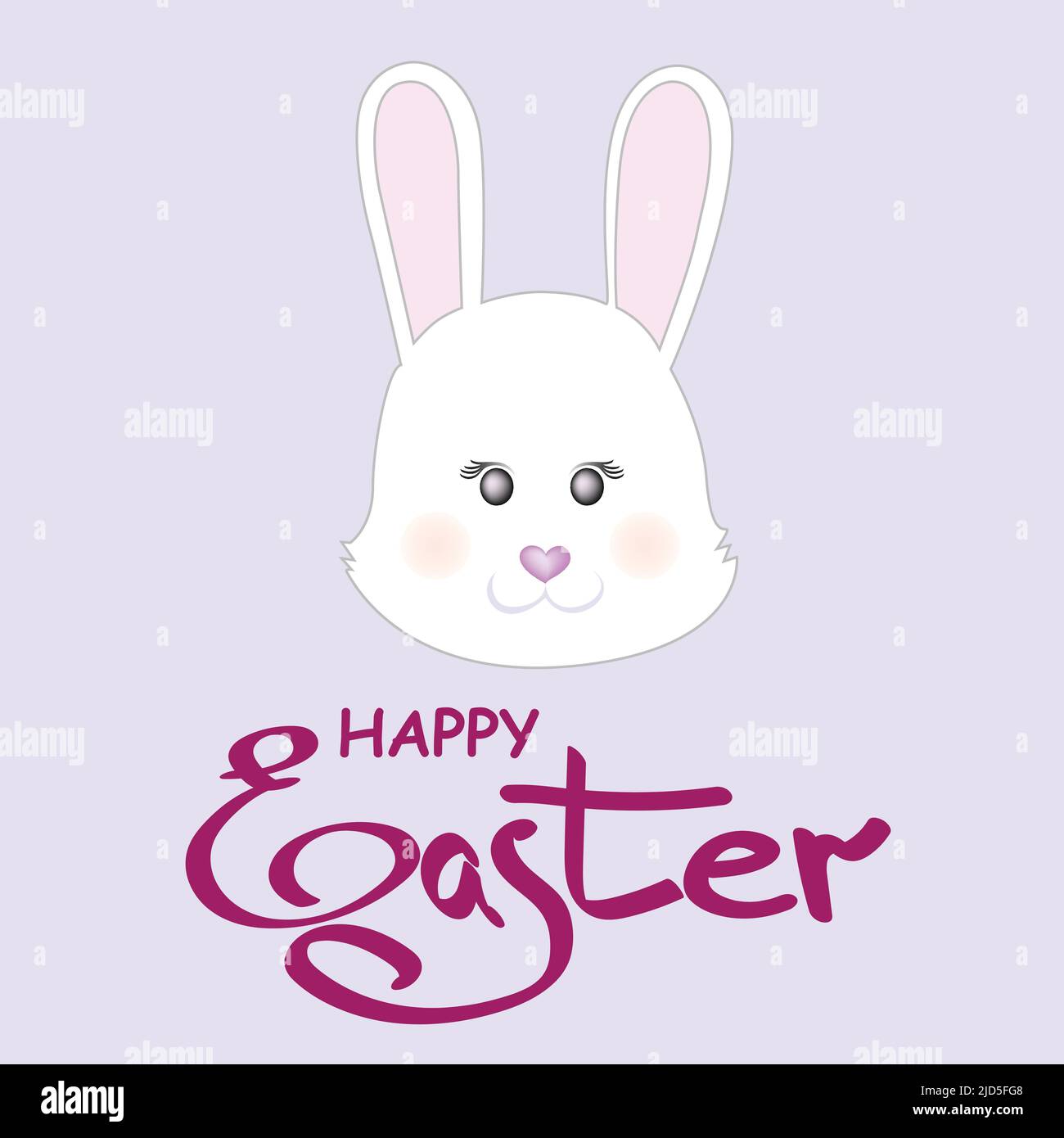 Cute little Easter bunny face. Vector Cartoon illustration Stock Vector