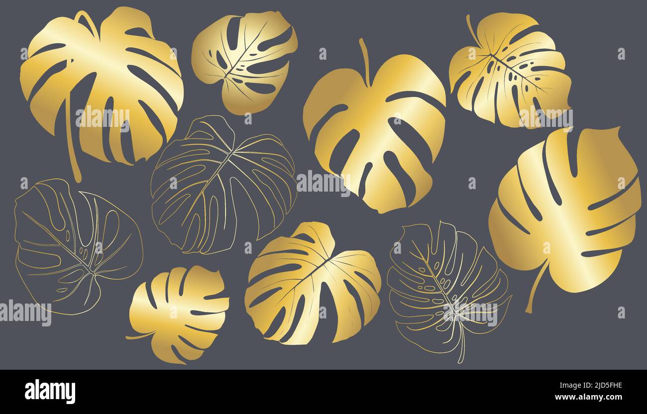 Monstera Deliciosa plant leaf from tropical forests isolated. Vector for greeting cards, flyers, invitations, web design Stock Vector