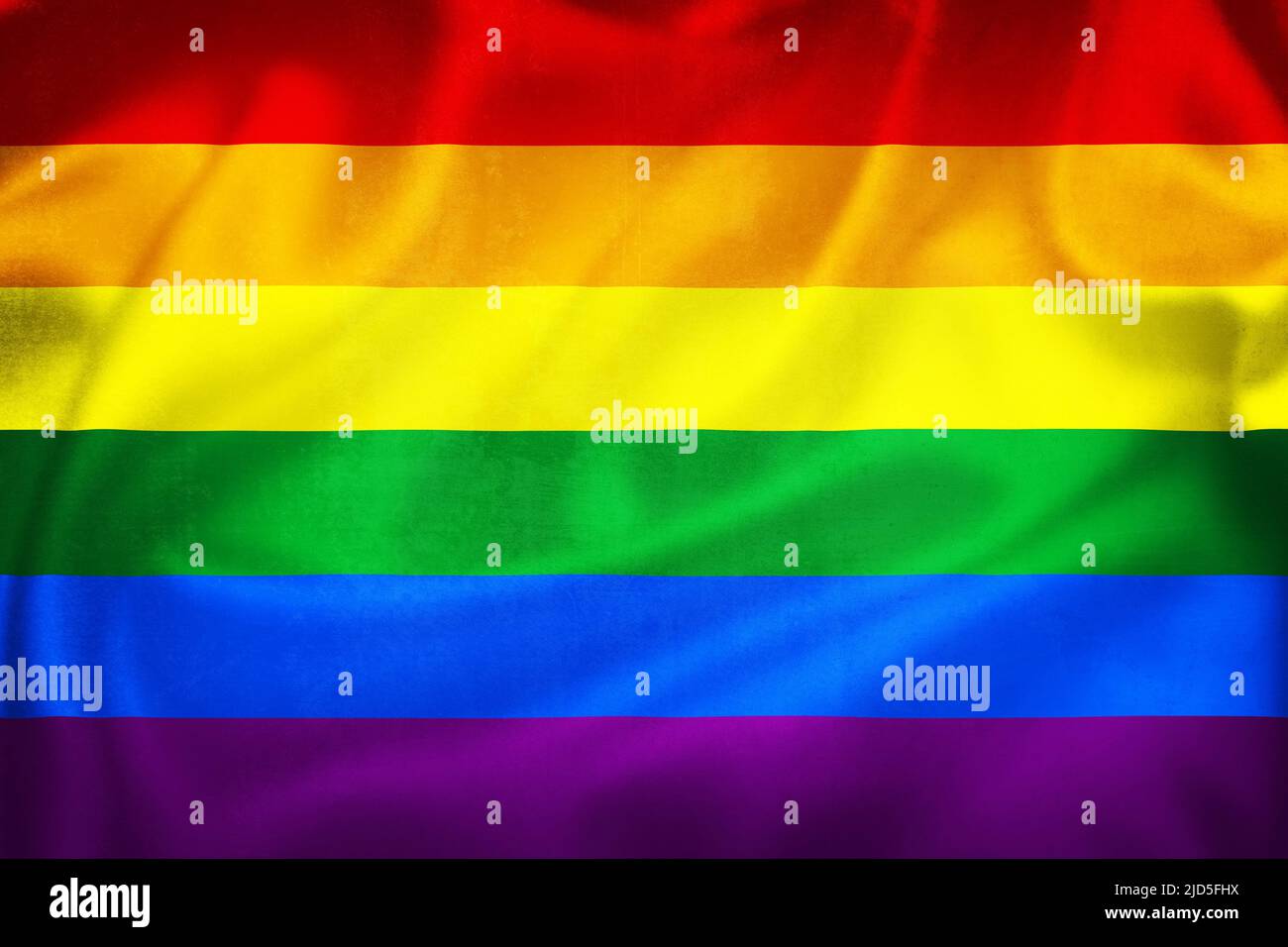 LGBTQ pride rainbow grunge flag 3D illustration, symbol of lesbian, gay, bisexual, transgender and queer pride and LGBT social movements Stock Photo