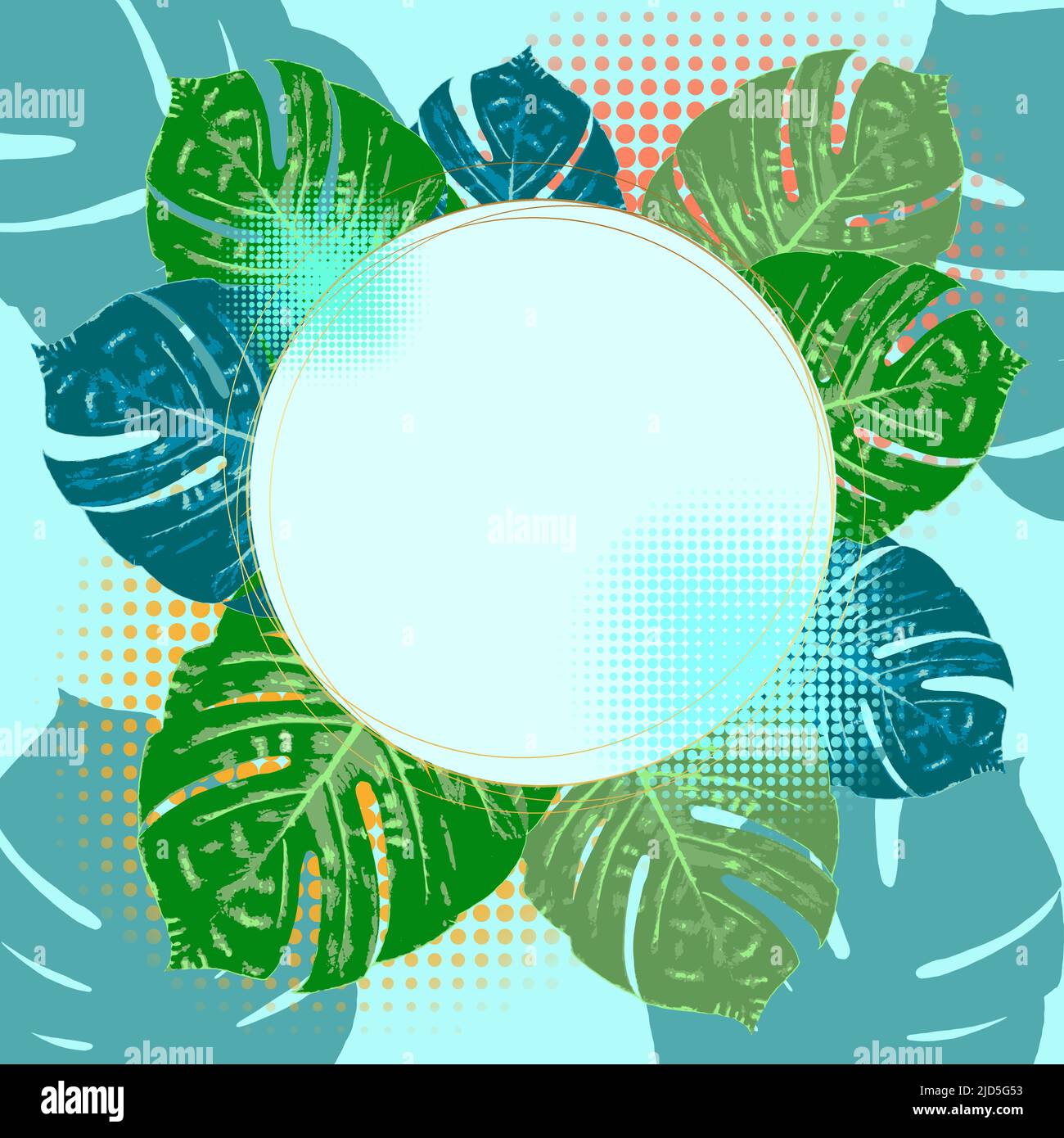 Vector banner Summer tropical flyer design with monstera palm leaves ...
