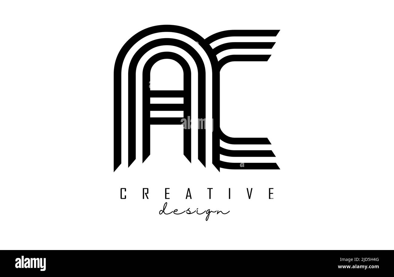 Black lines AC a c letters with monogram Logo Design. Creative vector ...