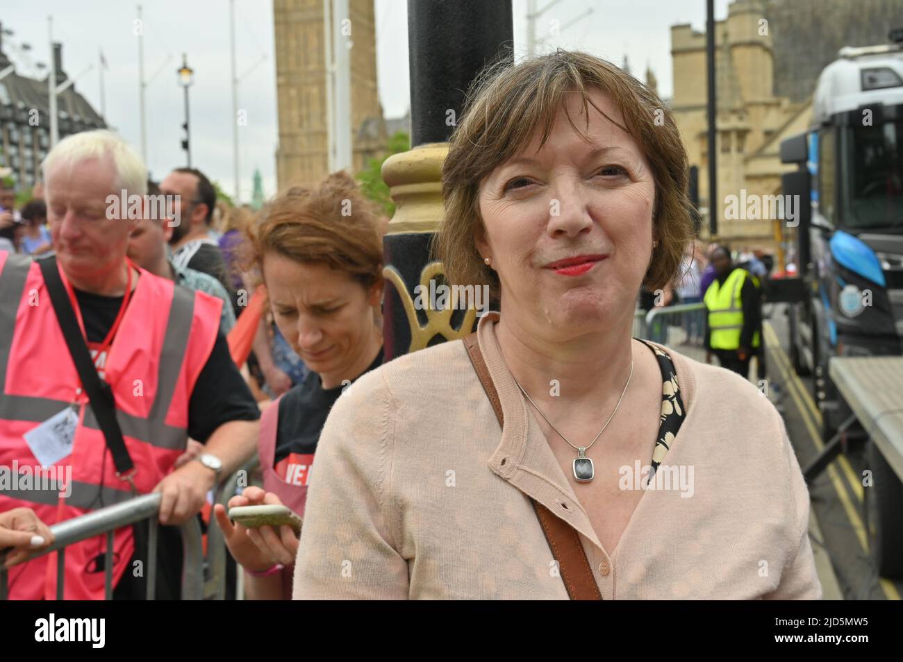 Frances O'Grady - TUC attends the Rally in Parliament square against the cost of living crisis and this criminal, corrupt regime. Anarchists, pay rise, racism and desportation to Rwanda. - London, UK. - 18 June 2022. Stock Photo