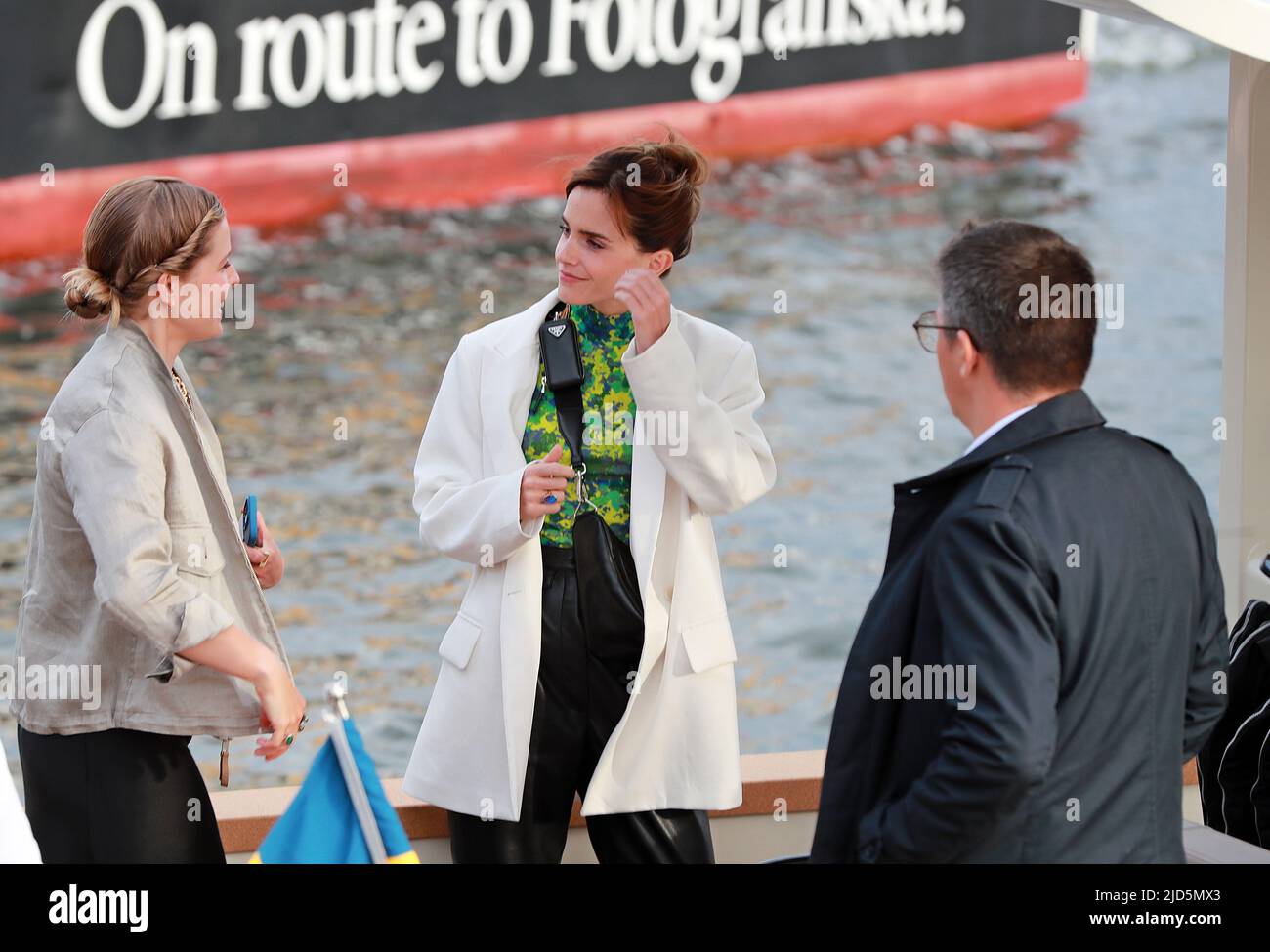 Emma Watson seen in Stockholm, Sweden June 17, 2022 in connection with
