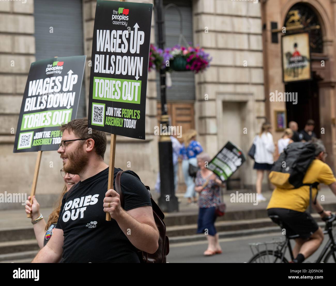London, UK. 18th June, 2020. Trade union movement leads a national demonstration calling on the government to act to tackle the cost of living crisis. Credit: Ian Davidson/Alamy Live News Stock Photo
