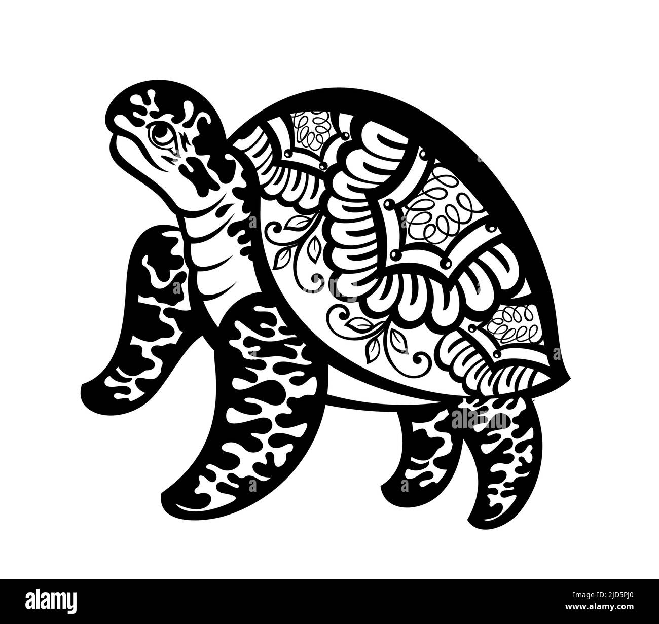 Vector black silhouette of a turtle isolated on a white background ...