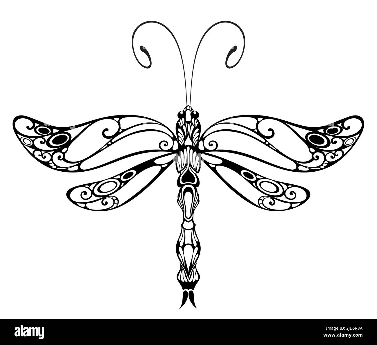 Engrave isolated dragonfly hand drawn graphic illustration Stock Vector
