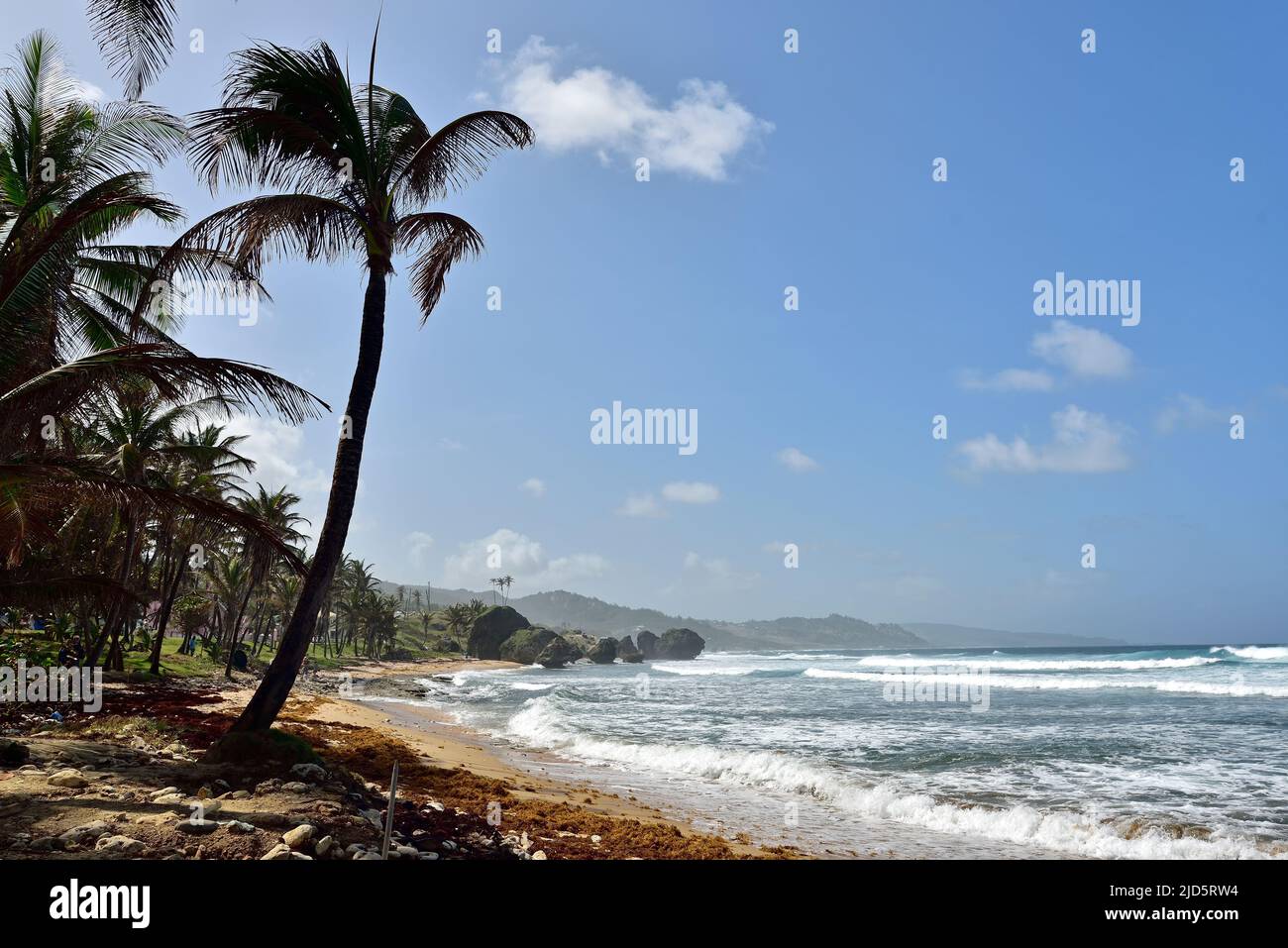 BATHSHEBA ,BARBADOS; February 23, 2020: Blue sky above the beach of