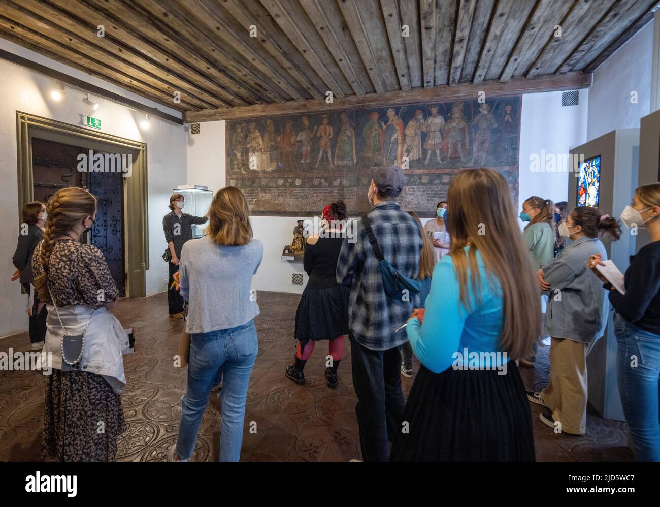 visitors with guide in the Bavarian National Museum, Bayerisches Nationalmuseum, Munich, Germany Stock Photo