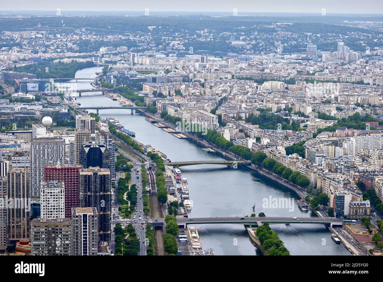 Aerial view of Paris from top of the Eiffel Tower Stock Photo