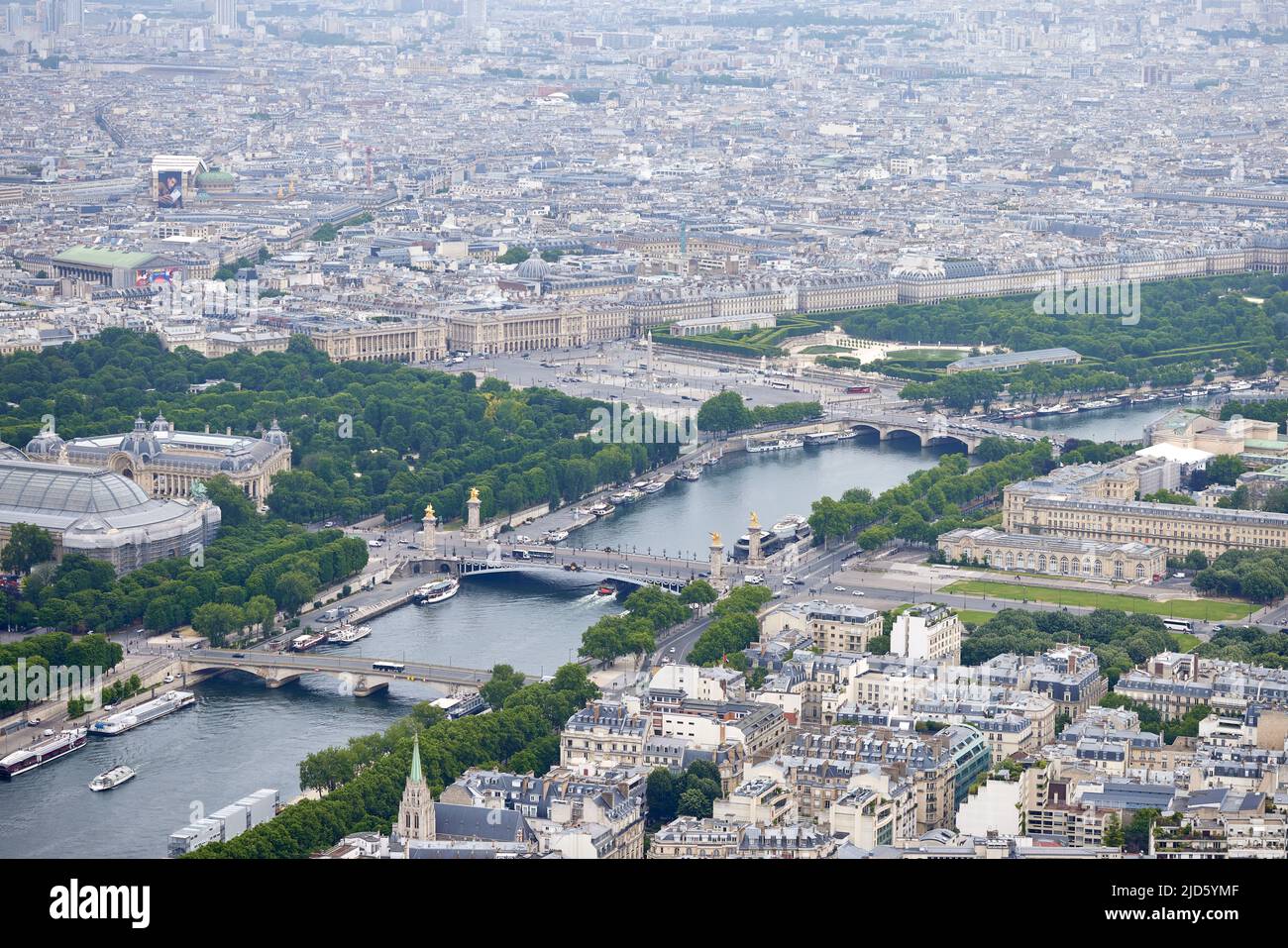 Aerial view of Paris from top of the Eiffel Tower Stock Photo