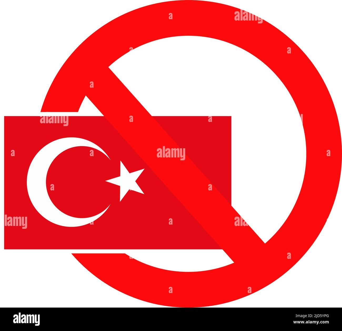 Warning sign and Turkish flag. Crisis in Turkey. Editable vector. Stock Vector