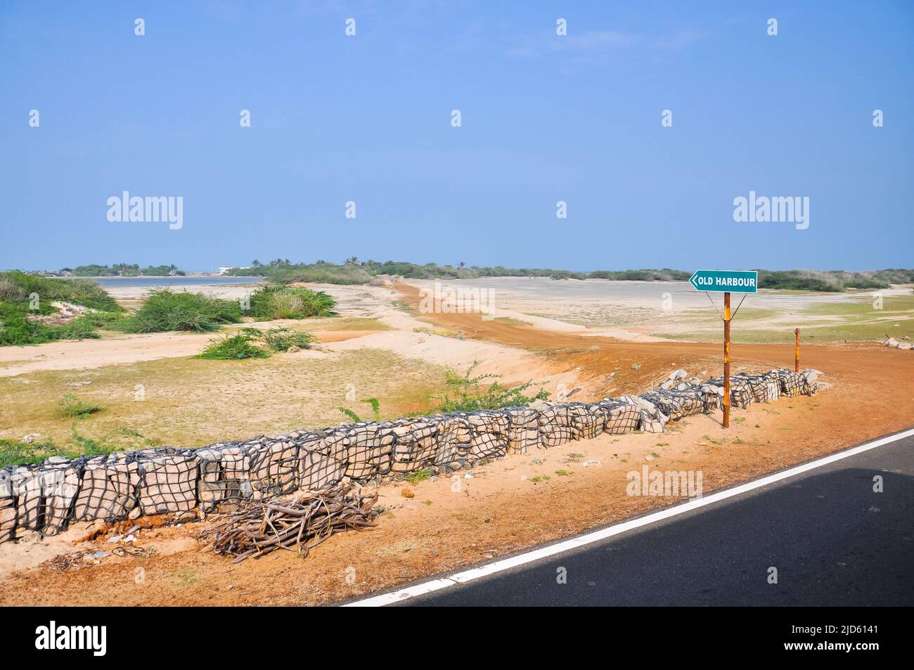 Sandy area along the road at Arichal Munai, Dhanushkodi, Tamil Nadu ...