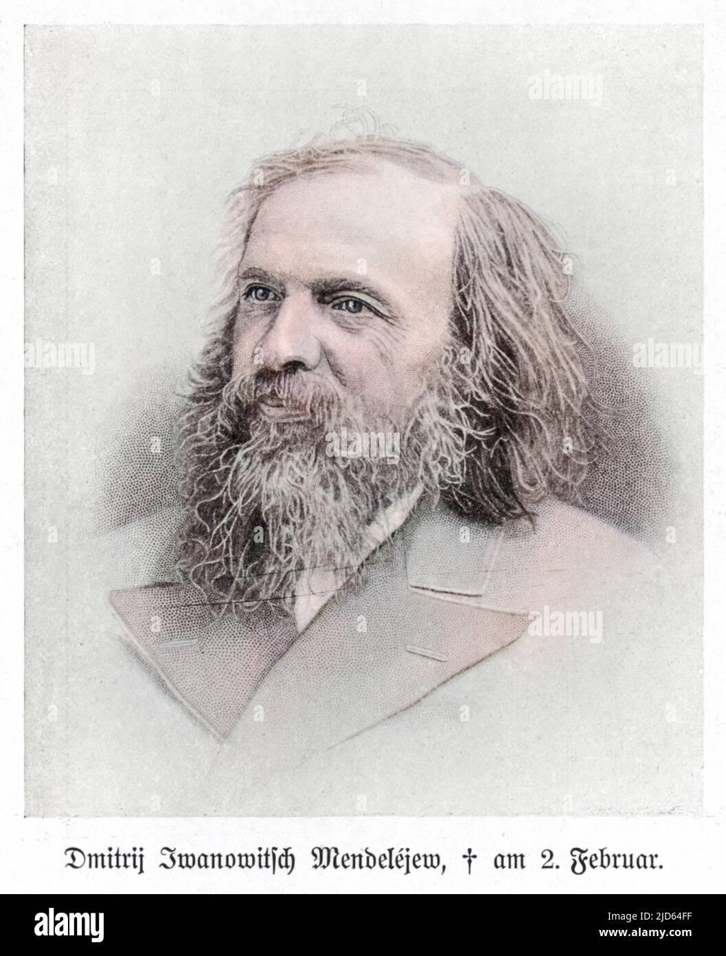 Dmitri Ivanovich Mendeleyev (1834-1907) Russian chemist Colourised version of : 10002140 Stock Photo