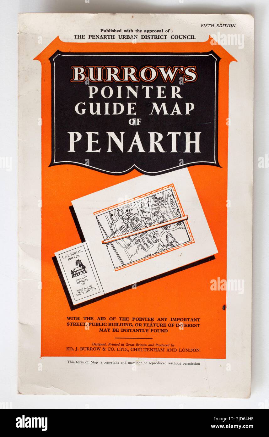 Burrows Pointer Map of Penarth South Wales Stock Photo
