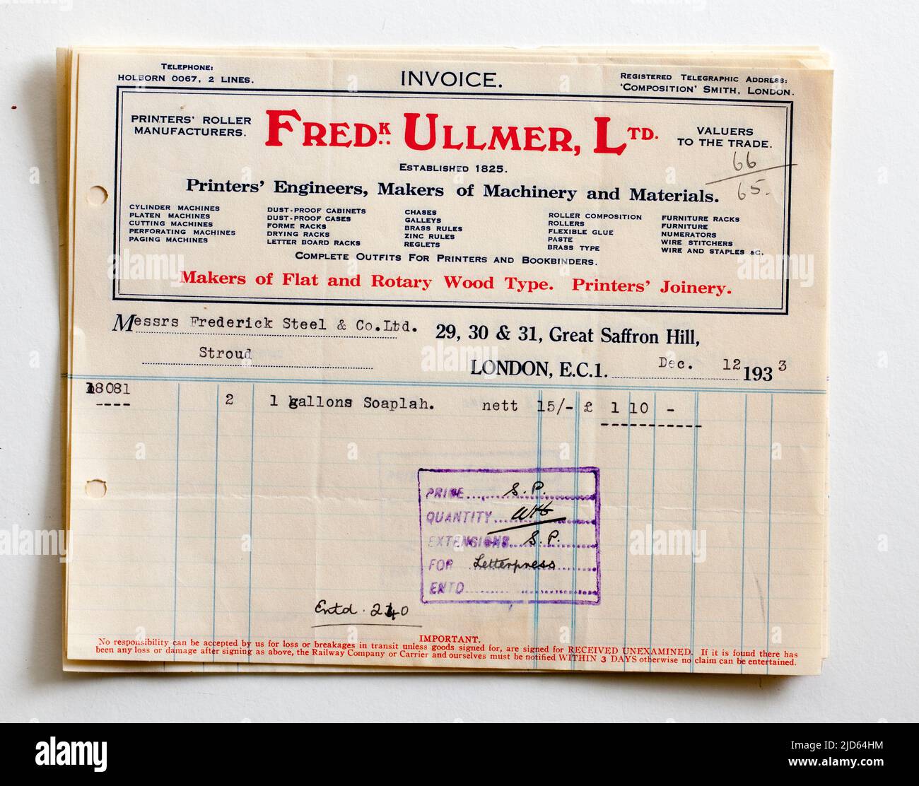 British invoice hi-res stock photography and images - Alamy