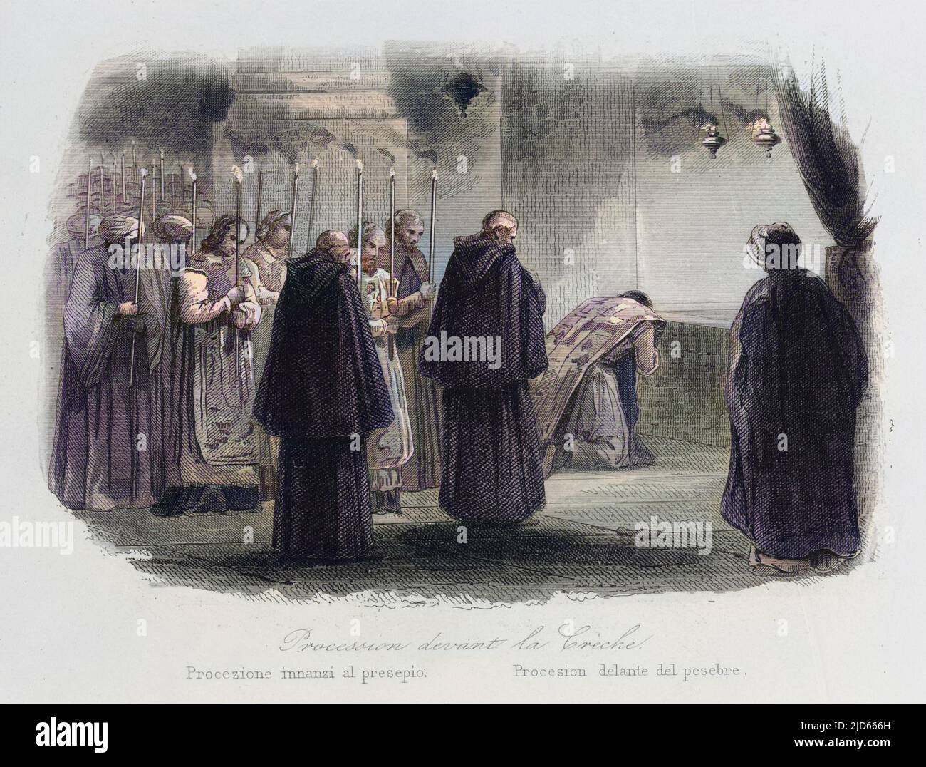 A scene inside the Church of the Nativity, Bethlehem, which marks the