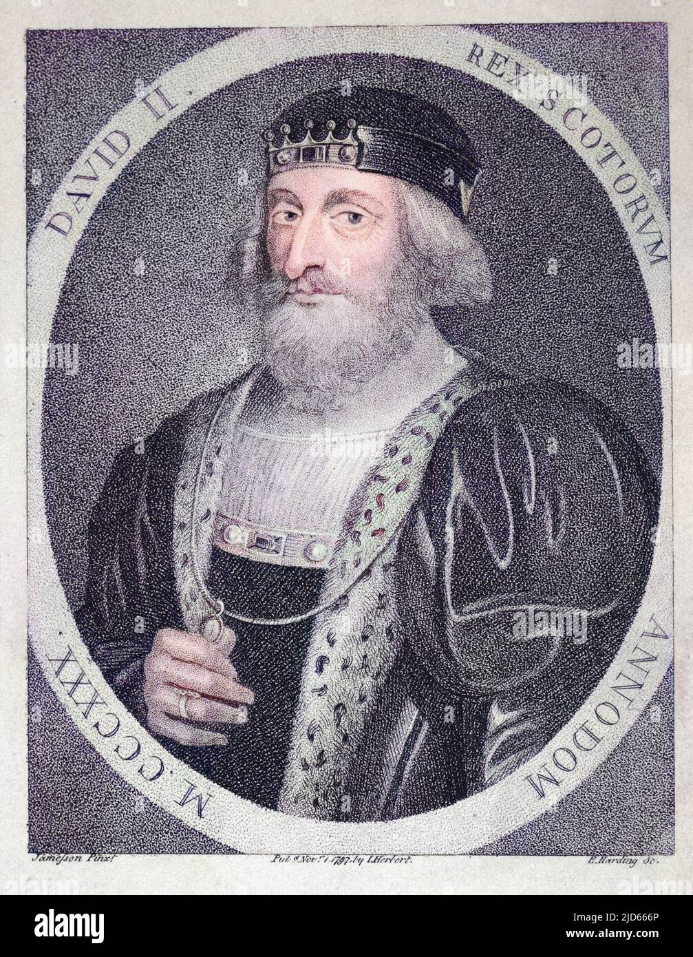 King David II of Scotland (1324-1371) (reigned 1329-1371). He was the last male of the House of Bruce. Colourised version of : 10005237       Date: circa 1360 Stock Photo