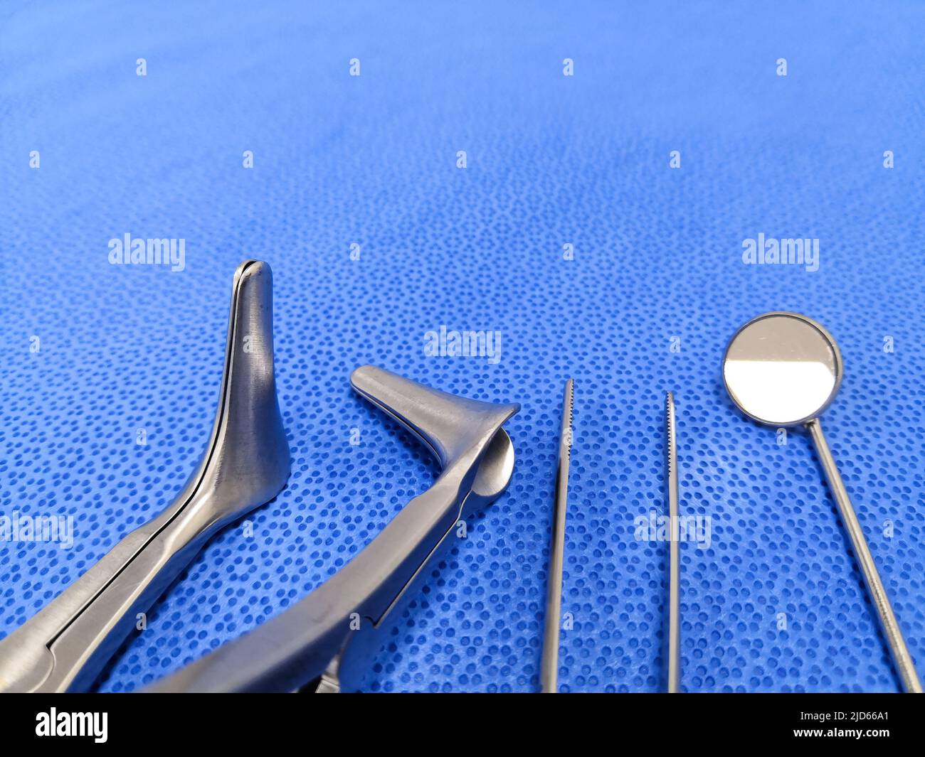 Closeup Image Of Arranged ENT Surgical Instruments In Operation Room Stock Photo