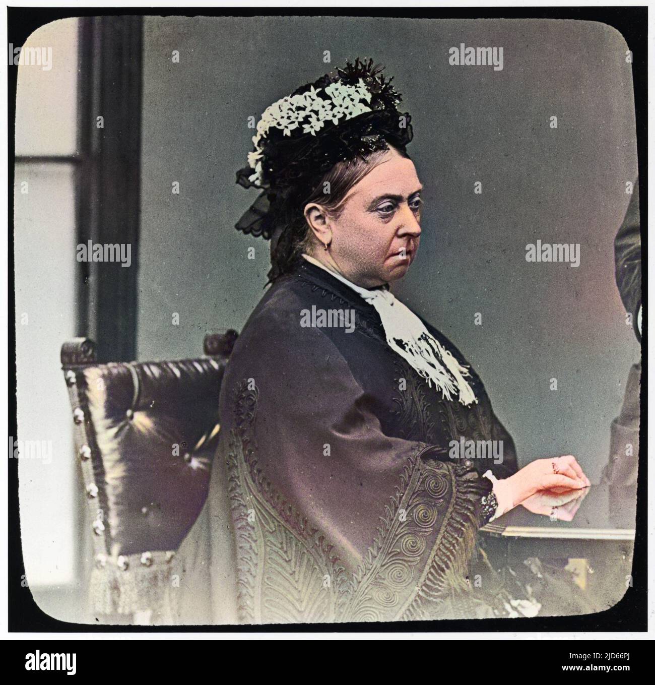 Queen Victoria (1819 - 1901). Colourised version of : 10010601       Date: circa 1890 Stock Photo
