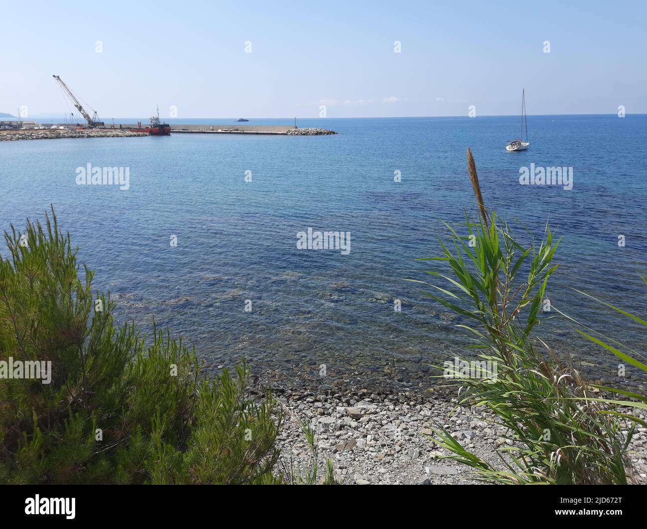 June 17, 2022, Marina di Casal Velino, Salerno, Italy: Marina di Casalvelino, also spelled Casalvelino Marina, is a southern Italian village and hamlet (frazione) of Casal Velino, a municipality in the province of Salerno, Campania. it is the most populated hamlet of its municipality. The village, located next to the ruins of the Ancient Greek city of Velia, grew in population and urban expansion in the last decade of the 20th century, thanks to the tourism in the Cilentan Coast. The port of Marina is served by the hydrofoil's line MM6W Naples-Sorrento-Marina di Camerota, part of a local passe Stock Photo