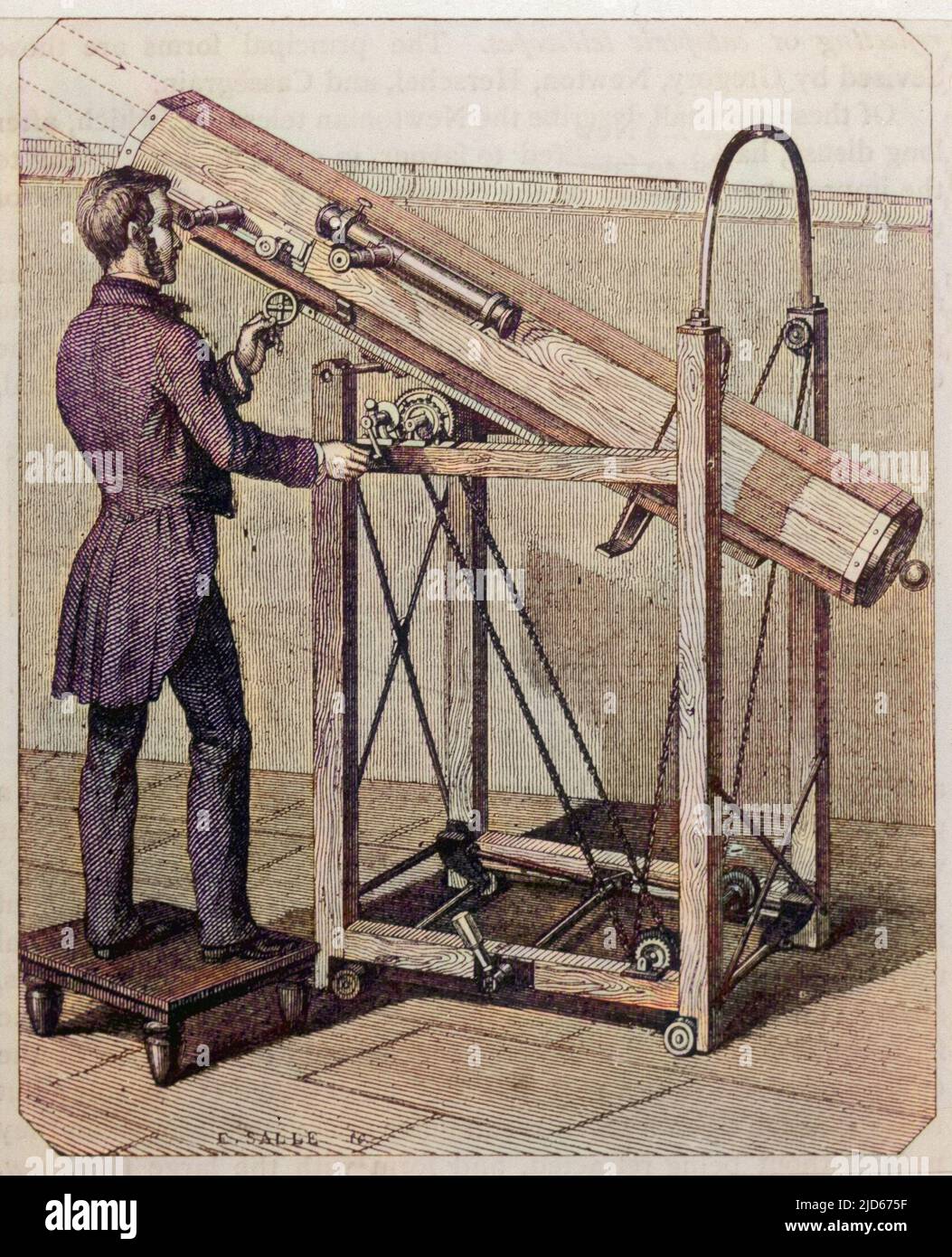 NEWTONIAN TELESCOPE as modified by Foucault Colourised version of