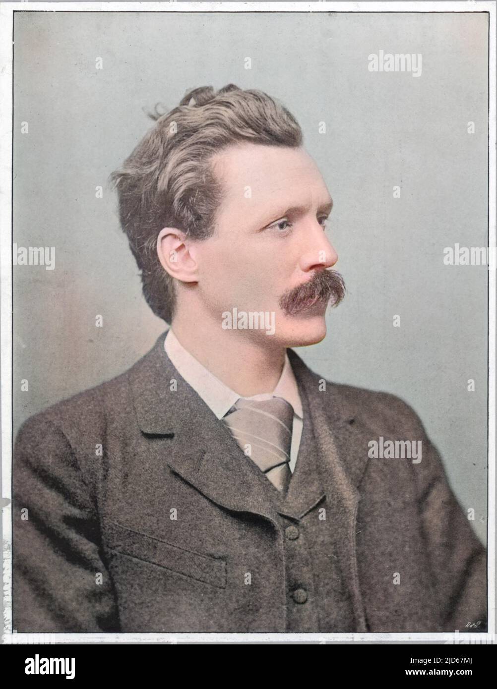 George Robert Gissing (1857 - 1903), English novelist. Colourised version of : 10023253       Date: circa 1895 Stock Photo