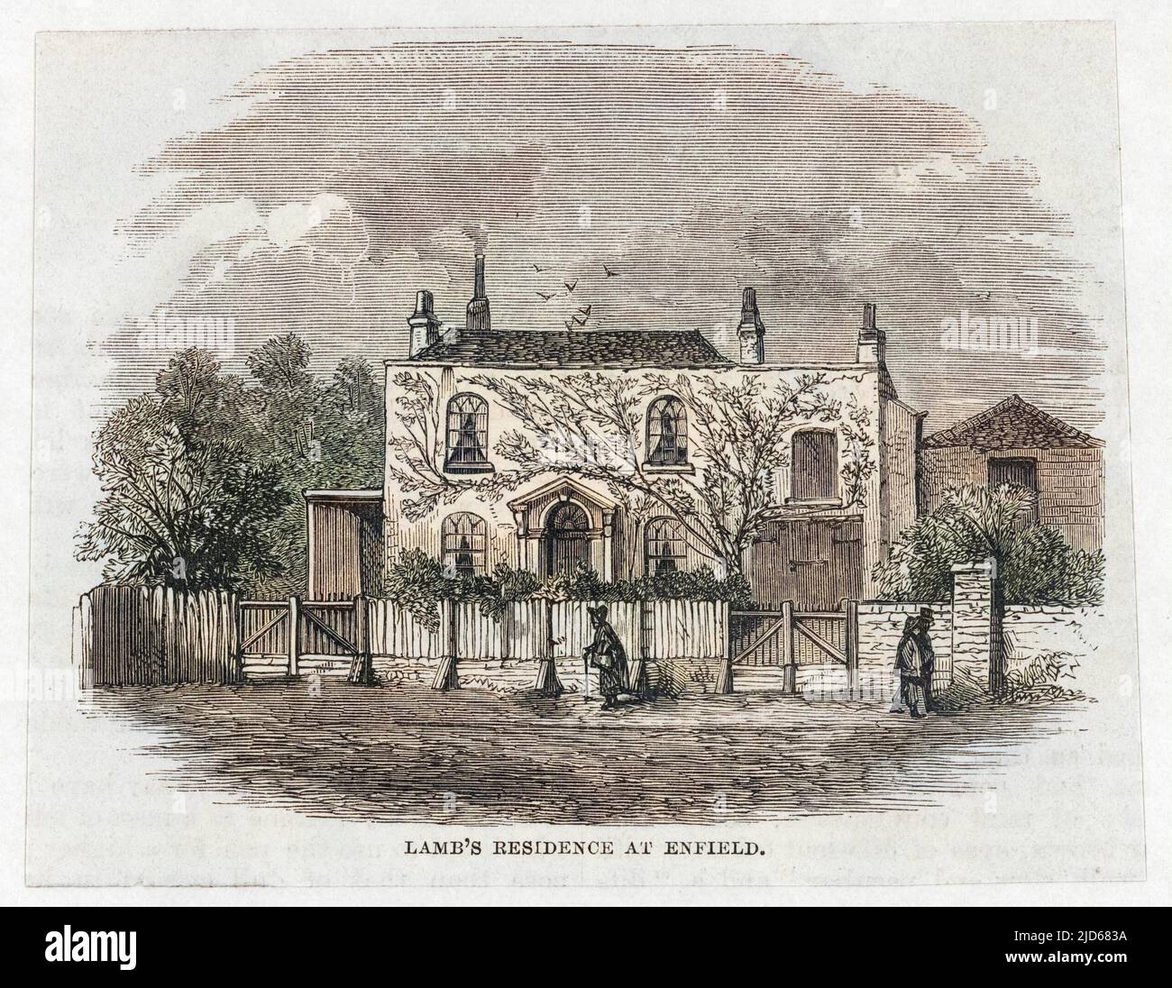 CHARLES LAMB English writer's home at Enfield Colourised version of : 10058778       Date: 1775 - 1834 Stock Photo