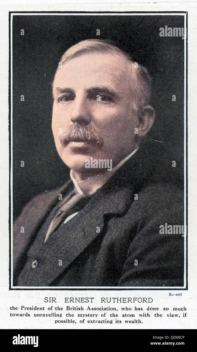 ERNEST RUTHERFORD (1871 - 1937), British physicist, awarded 1908 Nobel prize for chemistry, president of the Royal Society 1925-30. Colourised version of : 10095995 Stock Photo