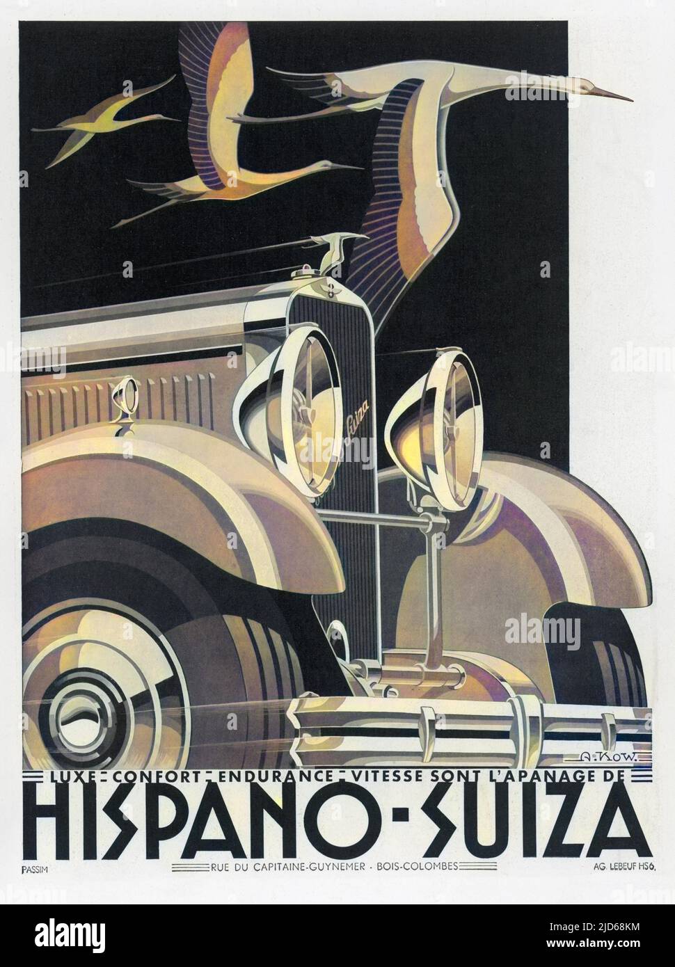 Superb 'modern art' publicity for this renowned marque which more than any other symbolised the great age of motoring. Colourised version of : 10129466       Date: 1932 Stock Photo