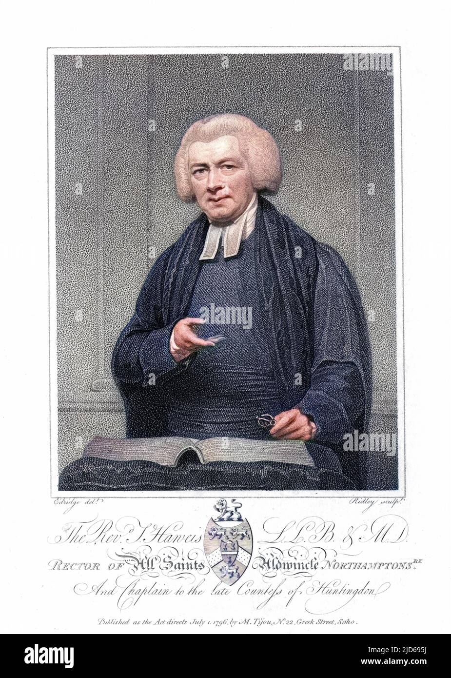 THOMAS HAWEIS English churchman, chaplain to the countess of Huntingdon Colourised version of : 10160516       Date: 1734 - 1820 Stock Photo